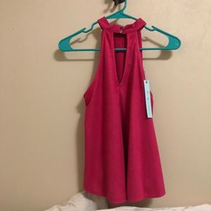 Brand new high neck pink suede blouse